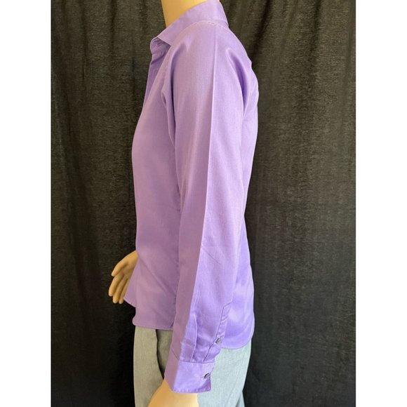 Calvin Klein Mens Shirt Dress Button Down Cotton Lilac Sateen Size 16 - Picture 5 of 6